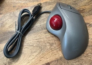 Logitech TrackMan Wheel Optical Mouse Red Marble USB T-BB18 Tested Works! - Picture 1 of 6