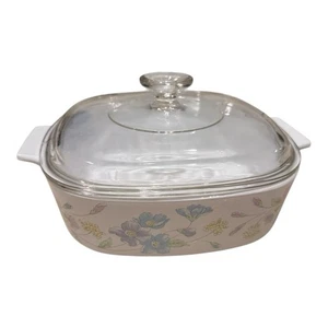 Vintage Corning Ware Pastel Bouquet 2 Liter A-2-B Auflaufform mit Pyrex Deckel - Bild 1 von 7