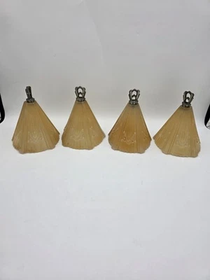 4 apliques campanas de humo con pantalla antideslizante de vidrio ámbar antiguo para accesorio de pared ART DECO Foto 1 de 4