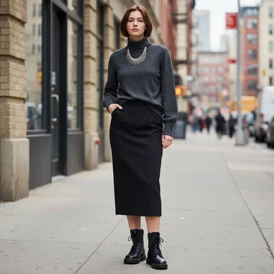 Jil Sander Sz M ? Charcoal Gray Merino Wool Turtleneck Minimalist Urban Strong - Image 1 of 4