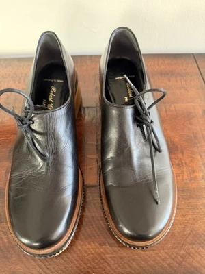 Женские черные кожаные туфли на шнуровке Robert Clergerie размер 8 сделаны в Португалии - Изображение 1 из 4