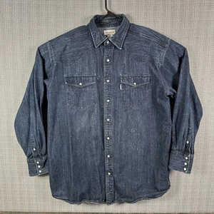 Carhartt Ironwood Denim Pearl Snap Work Shirt Men 2XLT Blue Relaxed Distressed - Imagen 1 de 22