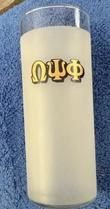 Vaso de vaso esmerilado Omega Psi Phi de colección raro - Imagen 1 de 3