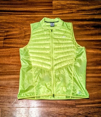 Nike Running Vest Aeroloft 800 Goose Down Men sz L  Neon Volt Gilet High Vis  - Image 1 of 4