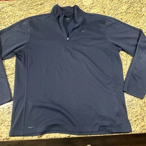 Nike Herren XL Quarter Zip Langarm Pullover Shirt Activewear Dri-Fit Navy - Bild 1 von 7