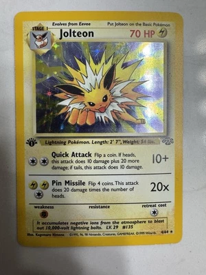 Jolteon Jungle First Edition Pokemon LP Original Owner Holo WOTC 4/64 1st Ed - Image 1 of 4