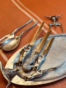 Vintage 70s Bruce Fox Design Wilton German Made/Meat Carving And Serving Set 8 - Picture 1 of 21