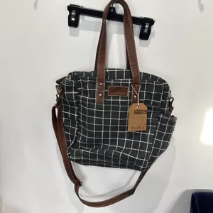 Maika Commuter Tote Black White Square Print Shoulder Crossbody Bag NWT - Picture 1 of 9