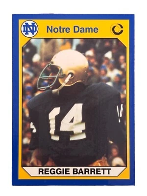Excellent: Vintage 1990 Collegiate Collection Notre Dame Reggie Barrett Card - Image 1 of 2