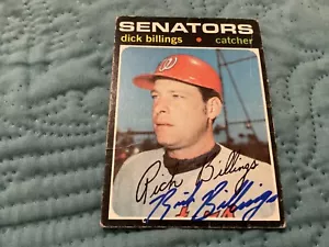 DICK BILLINGS SIGNED 1971 TOPPS CARD # 729; SENATORS CATCHER/ FREE POSTAGE!!!!!! - Picture 1 of 4