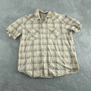 Lucky Brand Mens Plaid Short Sleeve Shirt X-Large 100% Cotton Beige 3056 - Picture 1 of 7