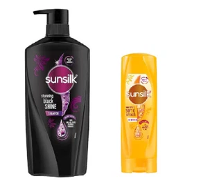 Sunsilk Black Shine Shampoo, 650 ml & Smooth Conditioner 180 ml - Picture 1 of 5