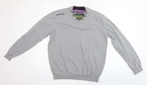 M&Co Mens Grey V-Neck Cotton Blend Jumper Size M - Picture 1 of 12