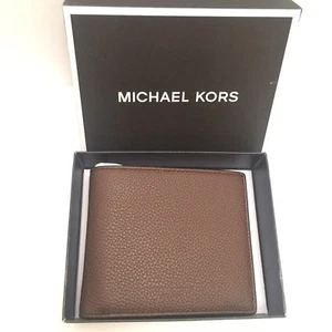 🔴 Michael Kors Geldbörse Herren Russel Leder Mokka Braun Brieftasche Neu - Bild 1 von 5