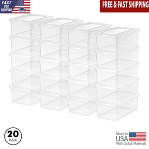 5 Qt Plastic Storage Bins W/ Lids Clear Stackable Totes Containers 20 Pack New - Picture 1 of 7