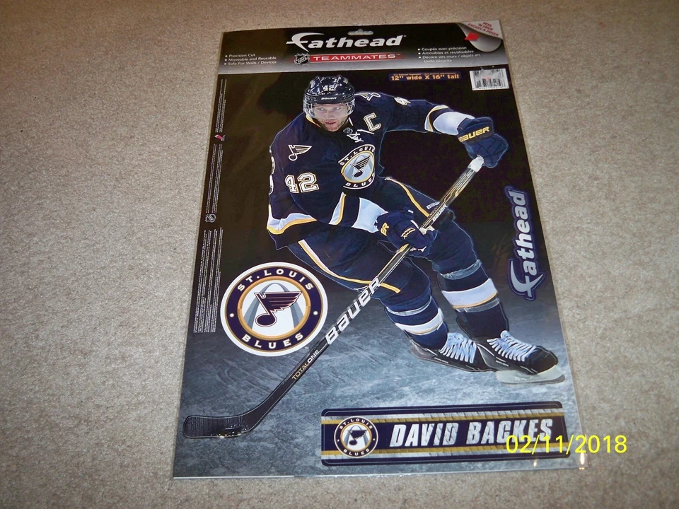 ¡NUEVO! NHL ST. LOUIS BLUES, DAVID BACKES #42 FATHEAD COMPAÑERO DE EQUIPO ¡CALCOMANÍAS DE PARED! Foto 1 de 1