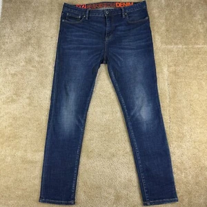 Superdry Mens Jeans 36x30 Travis Skinny 02 Denim Dark Wash Blue Stretch - Picture 1 of 15