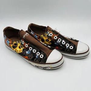 Sneakers slip on senza lacci Ed Hardy Brown Roses Skulls Designs da donna taglia 7 - Foto 1 di 8