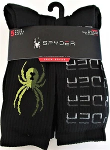 Spyder Herren Crew Socken 5 Paar Big Logo Schwarz Grau Weiß Schuh Größe 6-12 - NWT - Bild 1 von 41