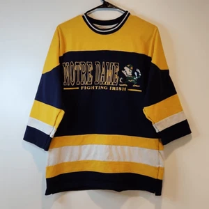Vtg College Concepts Notre Dame Fighting Irish 3/4 Sleeve Shirt Men's Sz L RARE - Picture 1 of 14