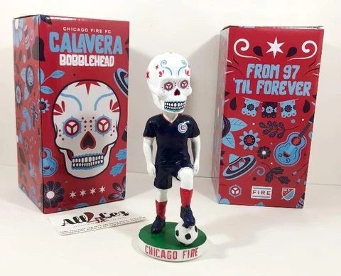 2022 CHICAGO FIRE "CALAVERA" SUGAR SKULL BOBBLEHEAD SGA MLS SOCCER ~ NIB Cover