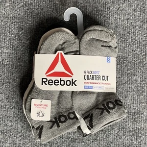 Boys Socks Size Small 4-8 Shoe 6 Pairs Reebok Low Cut, Crew or Quarter Cut - Picture 1 of 5