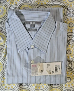 UNIQLO MEN'S EASY CARE SLIM FIT STRIPED LONG SLEEVE SHIRT GRAY GREY SIZE XS - Picture 1 of 4