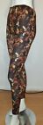 Flirt Brown Paisley Patterned Floral Stretch Leggings Women's Size 12 New 