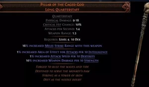 Path of Exile 2 Dawn of the Hunt Pillar of the Caged God Long Quarterstaff - Picture 1 of 1