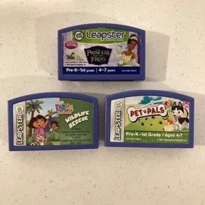 Menge 3 LeapFrog Leapster Lernspiele (Dora, Pet Pals, Prinzessin/Frosch) LEAP - Bild 1 von 3