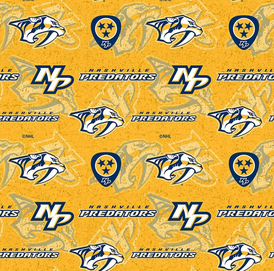 BTHY NHL Hockey Nashville Predators Tone on Tone Cotton Fabric BY 1/2 YARD - Image 1 of 1