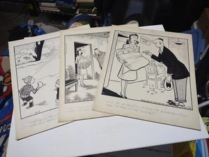 3 ORIGINAL RALPH HERSHBERGER COMIC STRIP BOARDS UMSTANDSSTATION, KINDER 1941-1942 - Bild 1 von 14