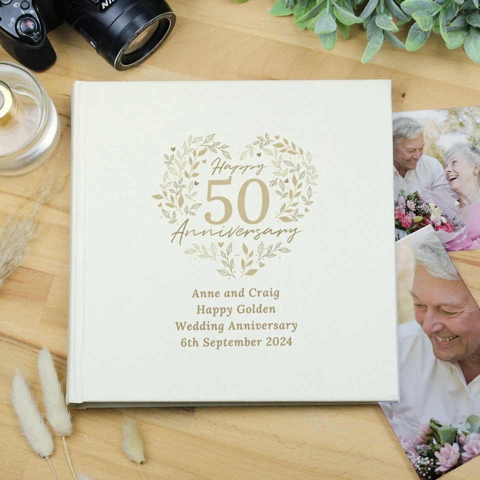 Personalised Wedding Anniversary Sleeve Photo Album Silver Pearl Ruby Golden - Image 1 of 1