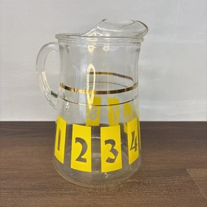 Vintage MCM Glass Numbered Pitcher with Gold Accent - Picture 1 of 13