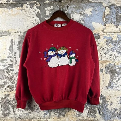 Sudadera De Colección Cascanueces Rojo Muñeco de Nieve Navidad Invierno Cuello Redondo Pequeña Foto 1 de 4