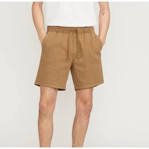 Everlane Size M The Easy Short Organic Cotton Stretch Twill Elastic Waist Brown - Picture 1 of 11