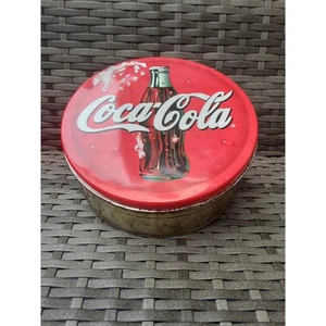 Scatola di latta e coperchio vintage Coca-Cola COKE rotonda in metallo - Foto 1 di 7