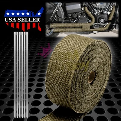 Tubo de escape de titanio aislamiento térmico envoltura térmica cabezal motocicleta 2" x 50' Foto 1 de 4