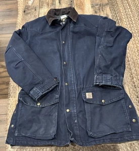 Carhartt Giacca Blu Anatra Tela Coperta Foderata Cappotto Lavoro Ranch/Lavoro C52 Uomo M - Foto 1 di 6