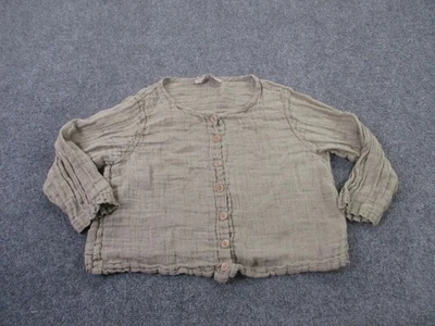 Flax Jacket Women M Beige Lightweight Cropped Cardigan Breathable Classic Preppy - Image 1 of 4