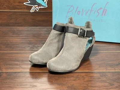 Blowfish Malibu Wedge Boots Buckle Ankle Booties Gray Size 6.5 Brimhall Used - Image 1 of 4