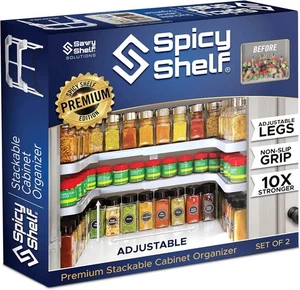 Spicy Shelf Premium Extensible 2 Niveaux Porte-épices Organisateur USO2.0 - Blanc - Photo 1/5