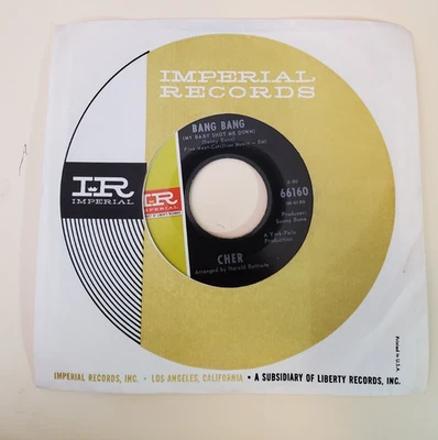 Cher  BANG BANG / OUR DAY WILL COME (ROCK 45) #66160 PLAYS VG++ NO NOISE! - Image 1 of 4