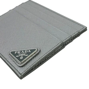 Estuche para tarjetas Prada Saffiano 1MC223 cuero plateado con caja - Imagen 1 de 8