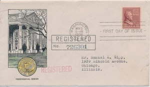 #828 18c Ulysses S. Grant Kuntz cachet First Day cover registered w/ enclosure - Picture 1 of 3