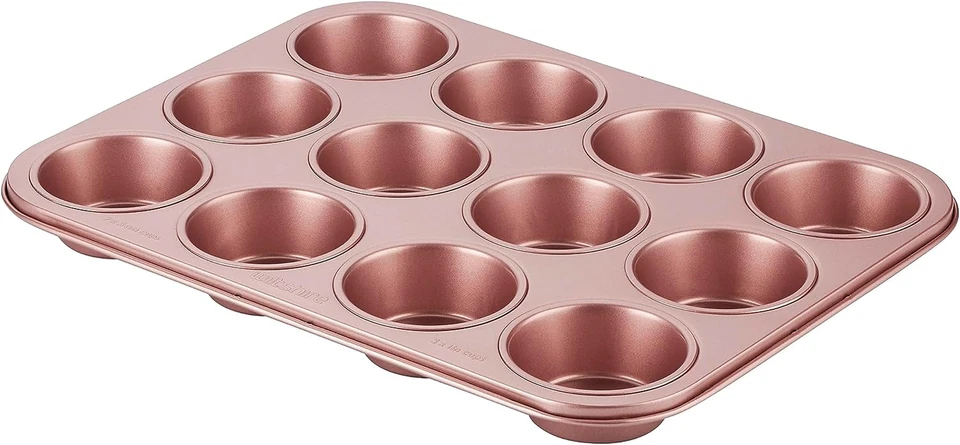 Wiltshire Carbon Steel Non-Stick Muffin Pan 12 Cup Heavy Duty Bakeware for Pas