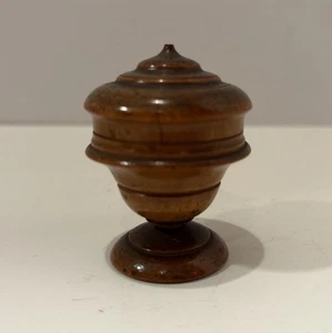 Antique Peaseware Treen Lidded Spice Container Storage Jar 2.5” Wood 1900’s - Picture 1 of 20