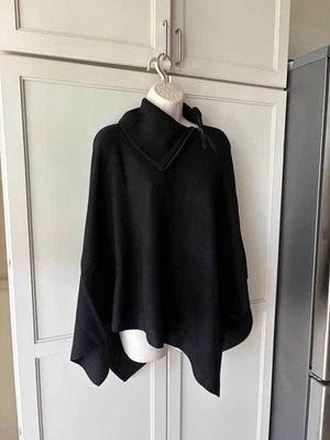 Chico's Black Zipper Split Neck Sweater Poncho  SZ S/M -NWT - Image 1 of 4