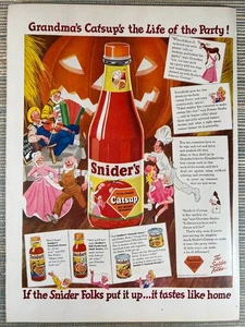 Snider's Vita-Fresh Catsup Ketchup Jack-O-Lantern 1944 Vintage Print Ad - Picture 1 of 1