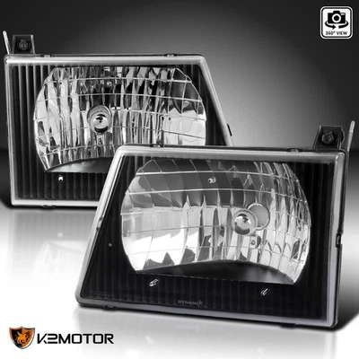 Black Fits 1992-2006 Ford E150 E250 E350 Econoline Van Headlights Lamps 92-06 Foto 1 de 4